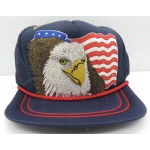 Vintage Fieldmaster American Flag Bald Eagle Baseball Trucker Hat